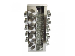 PORTA CONDIMENTO INOX COM 20 PEÇAS QUADRADO