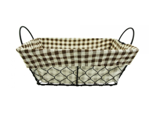 CESTA P/PÃO METAL C/PANO RETANGULAR 30X21X9,5CM