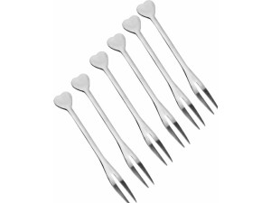 KIT 6 GARFINHO INOX  PETISCO-CORACAO 10,5cm
