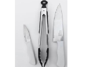 KIT 3 P/CHURRASCO INOX/INOX (FACA+GARFO+PEGADOR)