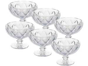 JOGO 6 TACA SOBREMESA VIDRO 310ML DIAMOND 12X10CM
