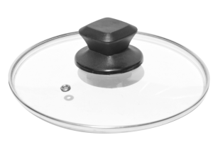 TAMPA VIDRO 22CM PARA PANELA COM PEGADOR BAQUELITE