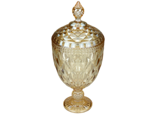 BOMBONIERE VIDRO 32X15CM DIAMOND AMBAR