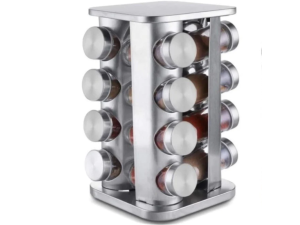 PORTA CONDIMENTO INOX QUADRADO C/16PC GIRATORIO