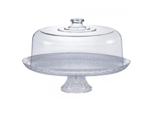 BOLEIRA VIDRO 30CM C/PÉ + CUPULA ACRILICA VERONA