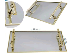 BANDEJA VIDRO ESPELHO C/PEGADOR 35X20CM