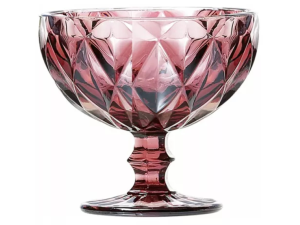 JOGO 6 TACA SOBREMESA VIDRO 310ML DIAMOND ROSA