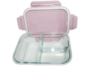 POTE VIDRO HERMETICO RETANGULAR 1050ML C/2-DIVISAO