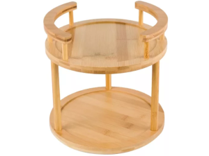 ORGANIZADOR BAMBU DUPLO REDONDO 25X25CM