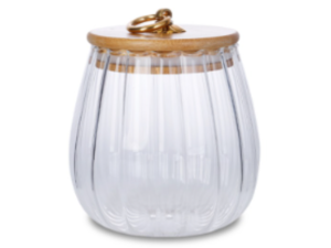 POTE VIDRO 600ML C/ALÇA RISCAS BOJUDO