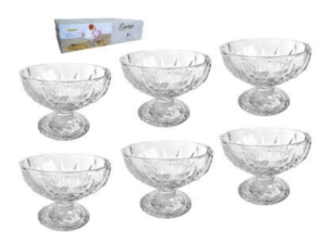 JOGO 6 TACA VIDRO 290ML SOBREMESA C/PÉ