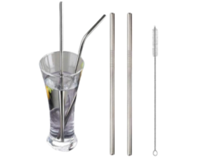 KIT 2 CANUDO INOX + ESCOVA