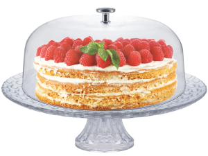 BOLEIRA VIDRO 30CM C/PÉ + CUPULA VIDRO