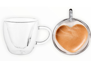 JOGO 2 XICARA VIDRO 230ML PAREDE DUPLA HEART