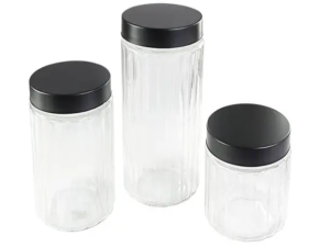 JOGO 3 POTE VIDRO TP-PRETA 12/17/22CM