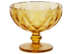 JOGO 6 TACA VIDRO 400ML SOBREMESA DIAMOND AMBAR