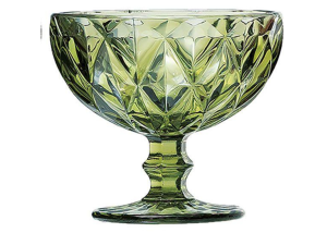 JOGO 6 TACA VIDRO 400ML SOBREMESA DIAMOND VERDE
