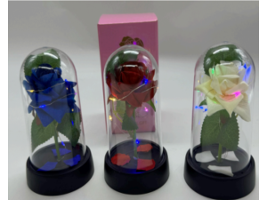 FLOR ROSA NA REDOMA PLAST 14,5CM