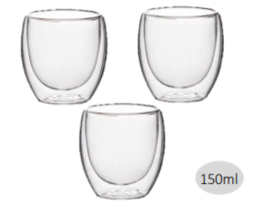 COPO VIDRO 150ML PAREDE DUPLA