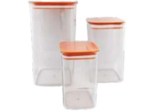 JOGO 3 POTE ACRILICO QUADRADO 460/950/2000ML