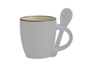 CANECA CER 90ML CINZA C/COLHER