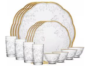 APARELHO JANTAR 16 VIDRO BUTTERFLY BD-OURO