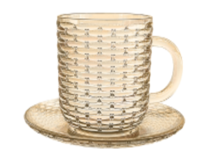 JOGO 6 XICARA VIDRO 240ML RATAN AMBAR