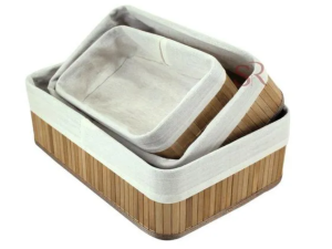 JOGO 3 CESTA BAMBU/PANO 30X20CM