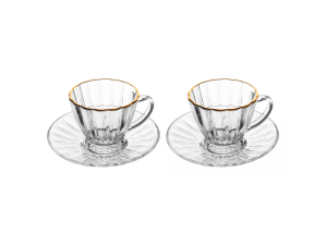 JOGO 2 XICARA VIDRO 90ML RADIAL BD-OURO