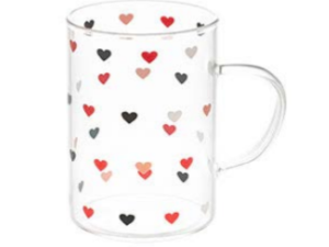 JOGO 2 CANECA VIDRO 280ML LOVE CORACAO