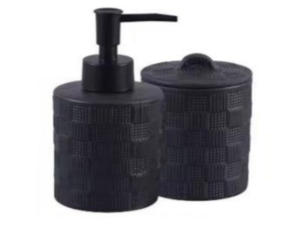 KIT 2 BANHEIRO CERAMICA PRETO FRIZADO