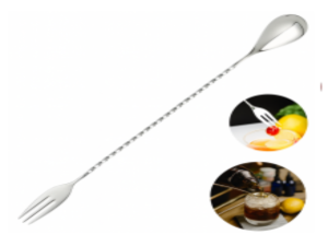 COLHER BAILARINA C/HASTE TORCIDA+GARFO 30CM