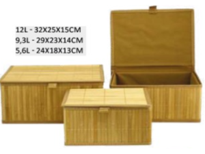 JOGO 3 CESTA BAMBU C/TPA 5,6L/9,3L/12L