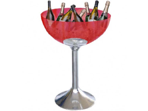 CHAMPANHEIRA ACRILICA PÉ CENTRAL VERMELHA