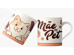 CANECA CERAMICA 300ML PET MAE/GATO
