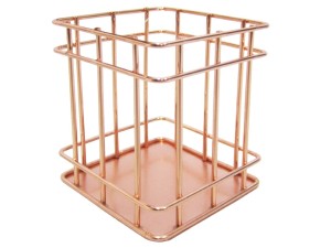 PORTA TALHER ARAMADO ROSÉ/OURO QUADR 10X08CM