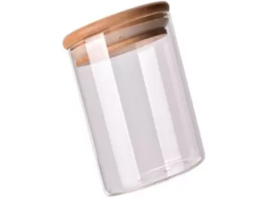 POTE VIDRO 1100ML REDONDO TAMPA-BAMBU