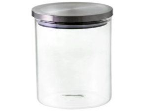 POTE VIDRO 800ML REDONDO TAMPA-INOX HERMETICA