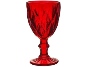 JOGO 6 TACA VIDRO 330ML DIAMOND VERMELHA