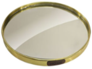 BANDEJA ESPELHO 23CM REDONDA BORDA OURO