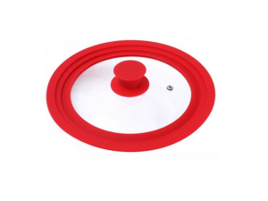 TAMPA PANELA VIDRO/SILICONE 26/28/30CM VERMELHA