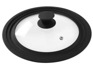 TAMPA PANELA VIDRO/SILICONE 24/26/28CM PRETA