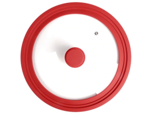 TAMPA PANELA VIDRO/SILICONE 26/28/30CM VERMELHA