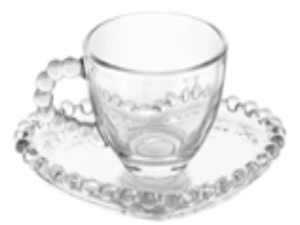 JOGO 06 XICARA VIDRO  85ML CORACAO BOLINHA