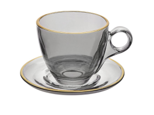 JOGO 6 XICARA VIDRO 170ML MENFIS ONYX