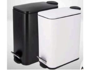 LIXEIRA PEDAL 5,0L METAL BRANCA/PRETA