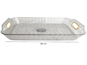 BANDEJA ACRILICA 26X17CM ALÇA OURO