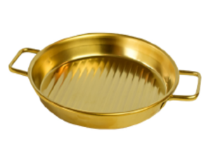 BANDEJA INOX 17CM REDONDA DOURADA