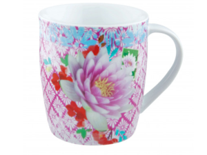 CANECA CERAMICA 400ML BRANCA/FLORES C/CX