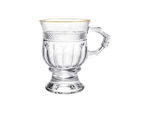 CANECA VIDRO 130ML AURIS BORDA OURO